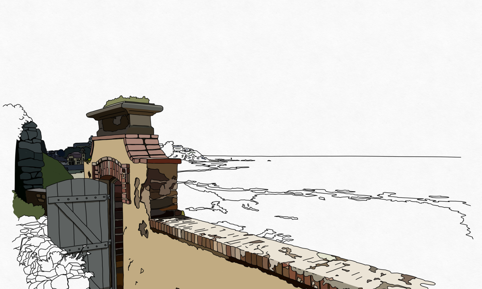 illustration, vue sur la mer depuis la Maison Dior à Granville, Normandie
